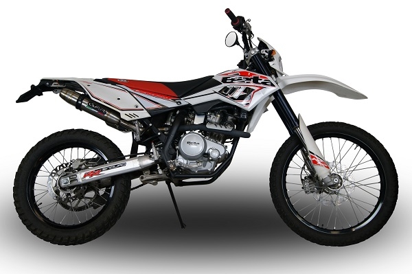 Exhaust compatible with Beta RR 125 Enduro Lc 4t 2010-2018, Deeptone Inox, Slip-on exhaust including removable db killer and link pipe, EPA-compliant 