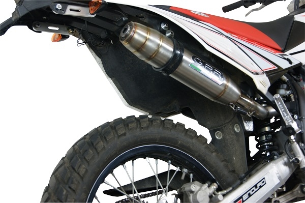 Exhaust compatible with Beta RR 125 Enduro Lc 4t 2010-2018, Deeptone Inox, Slip-on exhaust including removable db killer and link pipe, EPA-compliant 