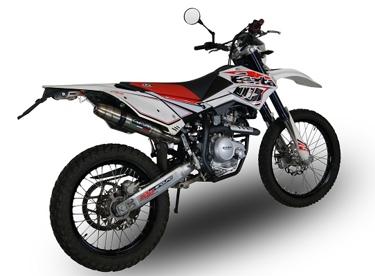 Exhaust compatible with Beta RR 125 Enduro Lc 4t 2010-2018, Deeptone Inox, Slip-on exhaust including removable db killer and link pipe, EPA-compliant 