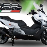 Exhaust compatible with Bmw C650 Sport 2016-2020, GP Evo4 Black Titanium, Slip-on exhaust including removable db killer and link pipe 