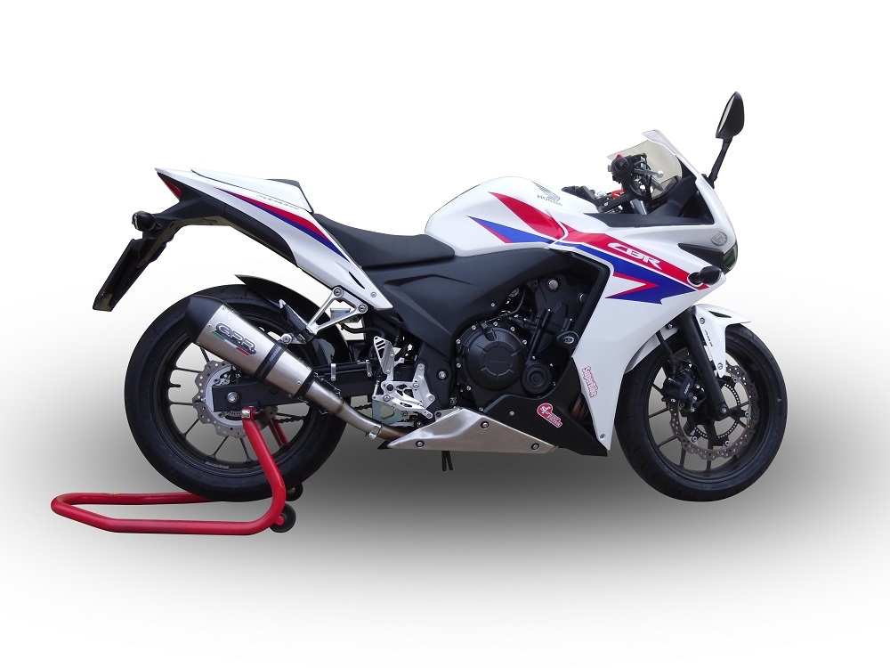 Exhaust compatible with Honda CBR500R 2012-2018, GP Evo4 Titanium, Slip-on exhaust including removable db killer and link pipe 