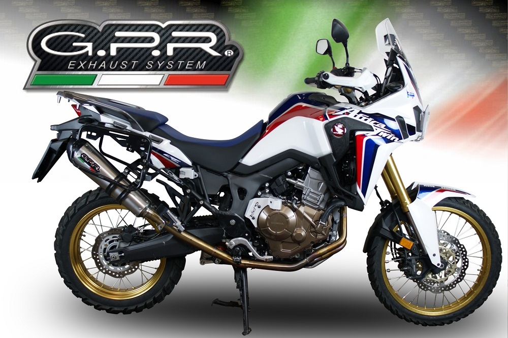 Exhaust compatible with Honda CRF1000L Africa Twin 2015-2017, Gpe Ann. titanium, Slip-on exhaust including removable db killer and link pipe 