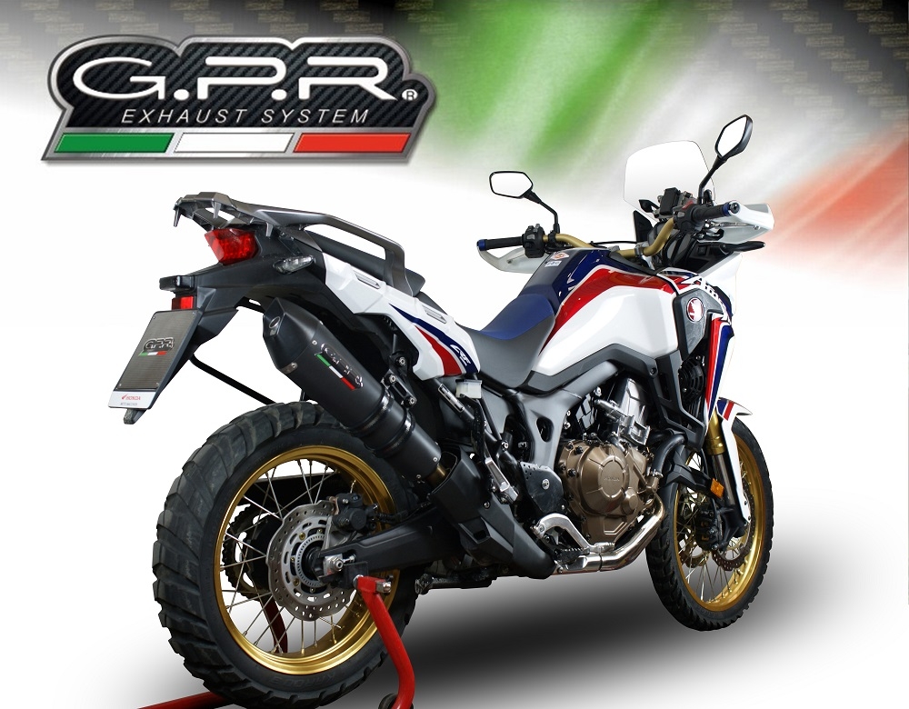 Exhaust compatible with Honda CRF1000L Africa Twin 2015-2017, Gpe Ann. Black titanium, Slip-on exhaust including removable db killer and link pipe 