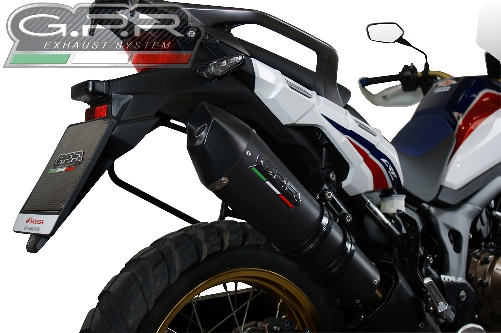 Exhaust compatible with Honda CRF1000L Africa Twin 2015-2017, Gpe Ann. Black titanium, Slip-on exhaust including removable db killer and link pipe 