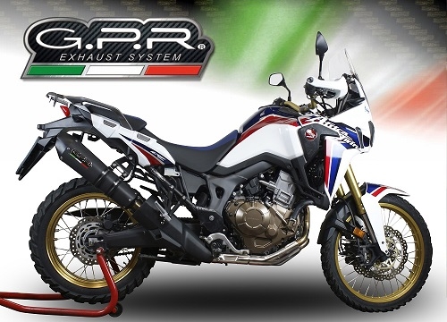 Exhaust compatible with Honda CRF1000L Africa Twin 2018-2020, GP Evo4 Poppy, Slip-on exhaust including removable db killer and link pipe 