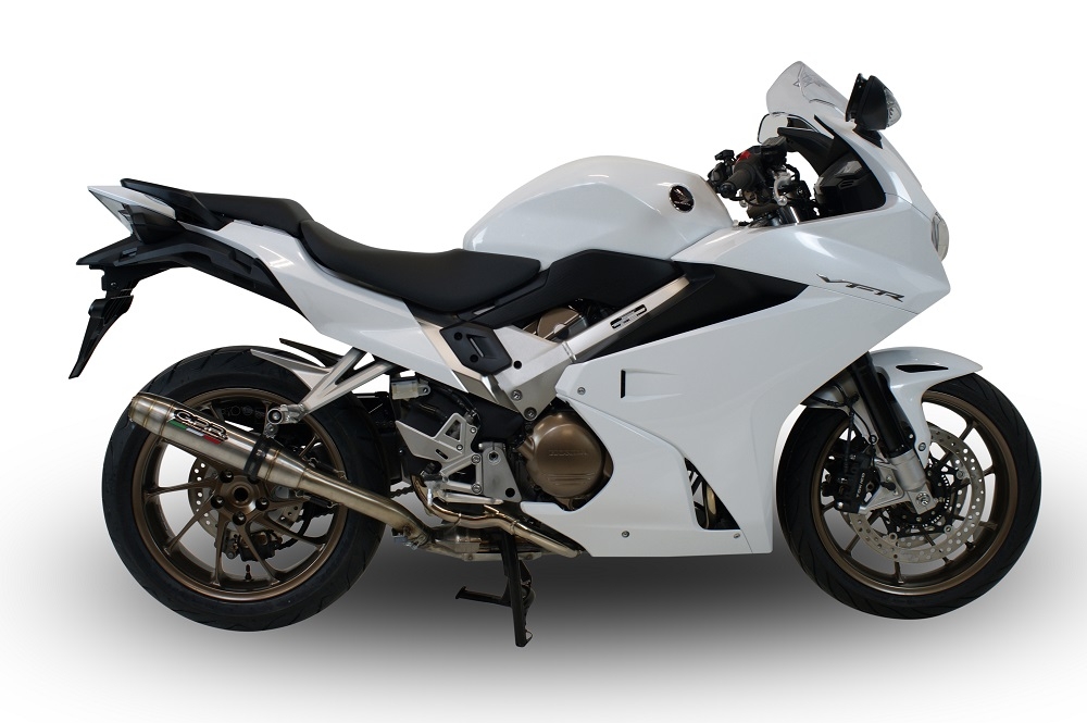 Exhaust compatible with Honda VFR800F 2014-2016, Deeptone Inox, Slip-on exhaust including removable db killer and link pipe 