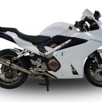 Exhaust compatible with Honda VFR800F 2014-2016, Deeptone Inox, Slip-on exhaust including removable db killer and link pipe 