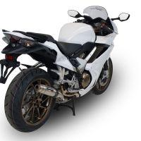 Exhaust compatible with Honda VFR800F 2014-2016, Deeptone Inox, Slip-on exhaust including removable db killer and link pipe 
