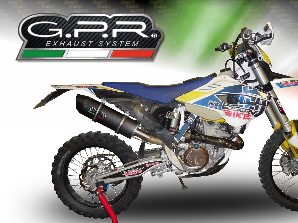 Exhaust compatible with Husqvarna FE350 2014-2016, Furore Poppy, Slip-on exhaust including removable db killer and link pipe, EPA-compliant 