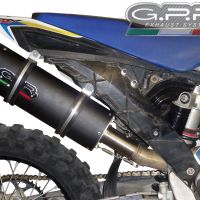 Exhaust compatible with Husqvarna FE350 2014-2016, Furore Nero, Slip-on exhaust including removable db killer and link pipe, EPA-compliant 