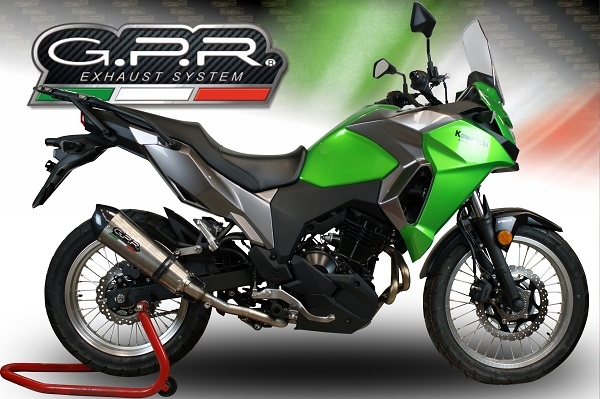 Exhaust compatible with Kawasaki Versys X 300 2022-2023, Gpe Ann. Titanium, Slip-on exhaust including link pipe and removable db killer 