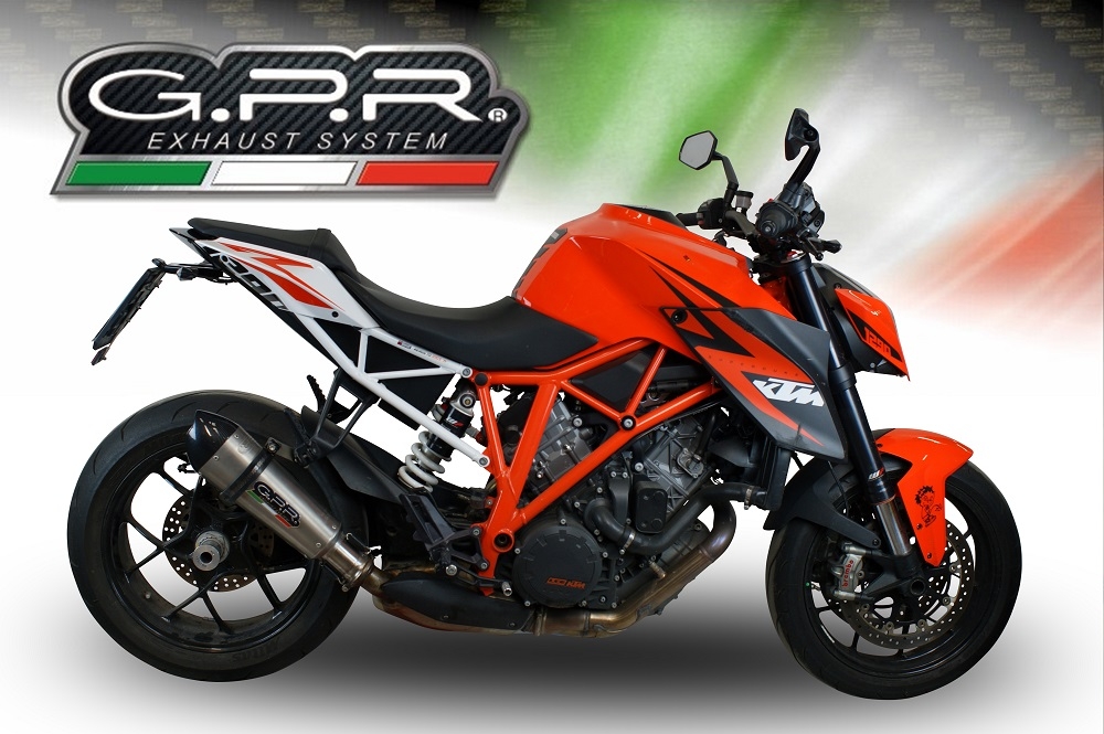 Exhaust compatible with Ktm 1290 Super Duke R 2014-2016, Gpe Ann. titanium, Slip-on exhaust including removable db killer and link pipe 