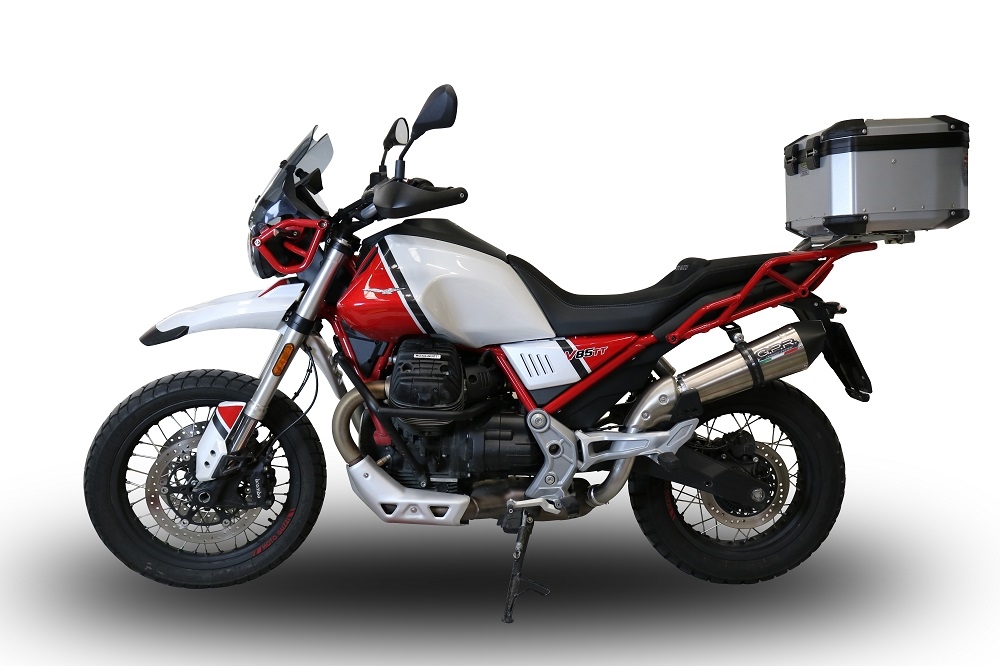 Exhaust compatible with Moto Guzzi V85TT 2021-2024, GP Evo4 Titanium, Slip-on exhaust including removable db killer and link pipe 