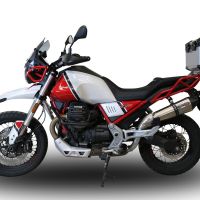 Exhaust compatible with Moto Guzzi V85TT 2021-2024, GP Evo4 Titanium, Slip-on exhaust including removable db killer and link pipe 