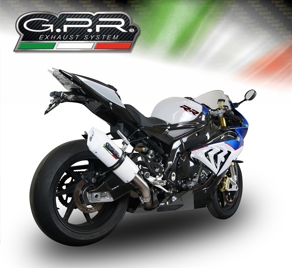 Exhaust compatible with Bmw S1000RR 2015-2016, Albus Ceramic, Slip-on exhaust including removable db killer and link pipe, EPA-compliant 