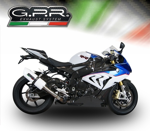 Exhaust compatible with Bmw S1000RR 2015-2016, Albus Ceramic, Slip-on exhaust including removable db killer and link pipe, EPA-compliant 