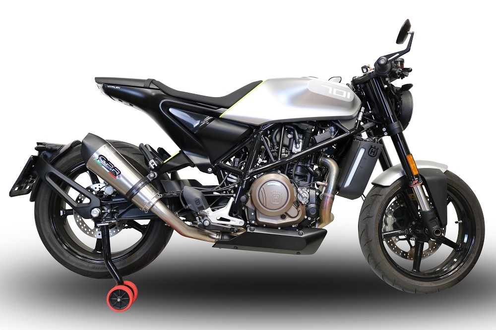 Exhaust compatible with Husqvarna Svartpilen 701 2018-2020, GP Evo4 Titanium, Slip-on exhaust including removable db killer and link pipe 