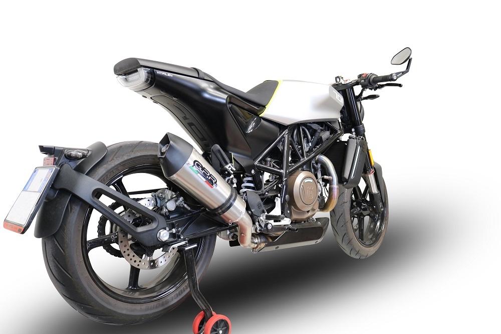 Exhaust compatible with Husqvarna Svartpilen 701 2018-2020, GP Evo4 Titanium, Slip-on exhaust including removable db killer and link pipe 