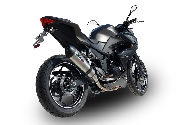 Exhaust compatible with Kawasaki Z300 2014-2017, Gpe Ann. titanium, Slip-on exhaust including removable db killer and link pipe 