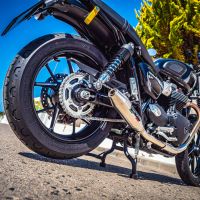 Exhaust compatible with Triumph Street Twin 900 2015-2019, Deeptone Inox, Dual slip-on including removable db killers and link pipes 