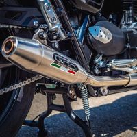 Exhaust compatible with Triumph Street Twin 900 2015-2019, Deeptone Inox, Dual slip-on including removable db killers and link pipes 