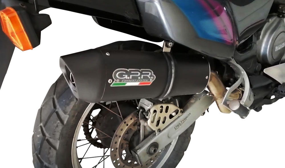 Exhaust compatible with Yamaha Xtz 750 Supertenere 1989-1997, Furore Nero, Slip-on exhaust including removable db killer and link pipe 