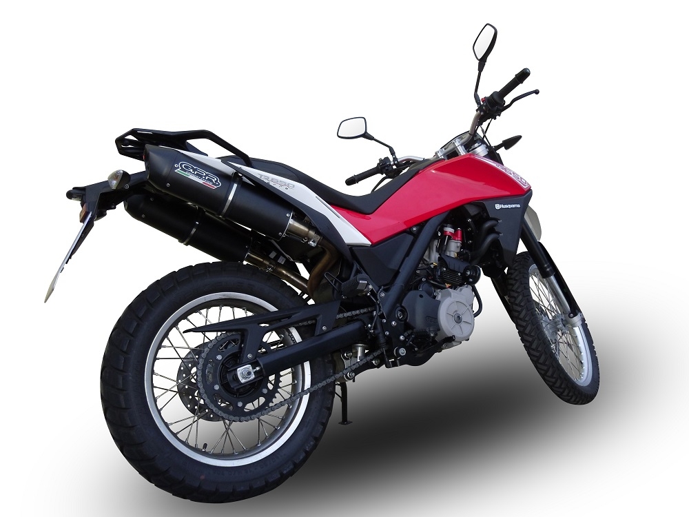 Exhaust compatible with Husqvarna TERRA - STRADA TR 650 2013-2015, Furore Nero, Dual slip-on including removable db killers and link pipes 