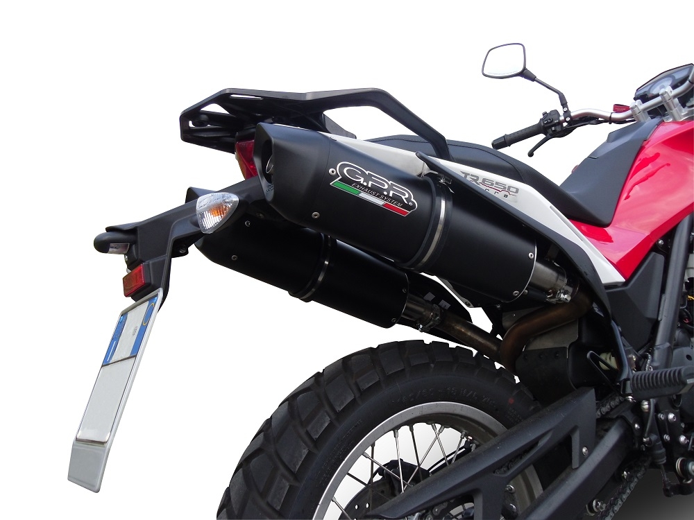 Exhaust compatible with Husqvarna TERRA - STRADA TR 650 2013-2015, Furore Nero, Dual slip-on including removable db killers and link pipes 