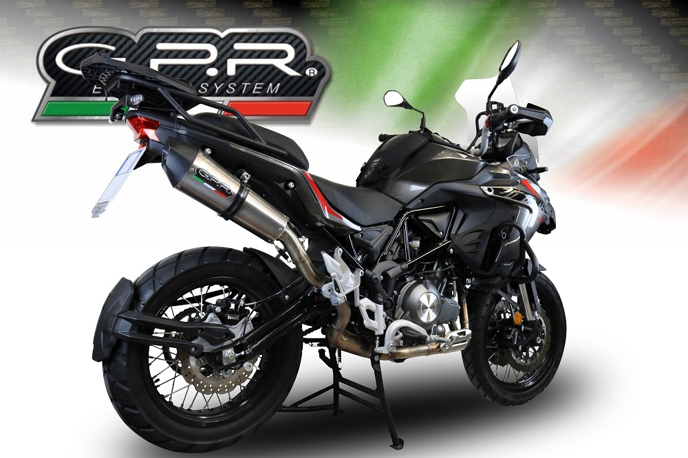 Exhaust compatible with Benelli Trk 502 X 2017-2020, GP Evo4 Titanium, Slip-on exhaust including removable db killer and link pipe 