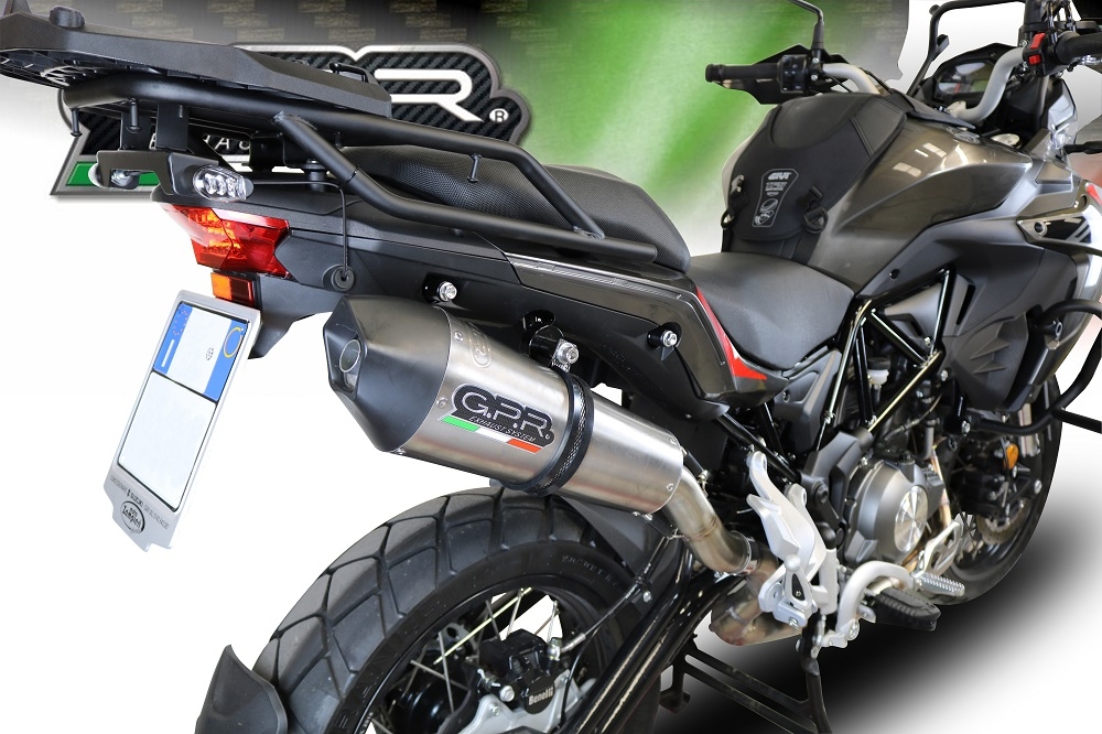 Exhaust compatible with Benelli Trk 502 X 2017-2020, GP Evo4 Titanium, Slip-on exhaust including removable db killer and link pipe 