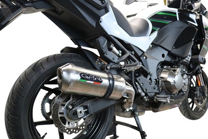 Exhaust compatible with Kawasaki Versys 1000 2019-2020, Satinox , Slip-on exhaust including removable db killer and link pipe, EPA-compliant 