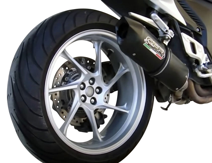 Exhaust compatible with Honda VFR1200F I.E. 2010-2016, Furore Nero, Slip-on exhaust including removable db killer and link pipe 