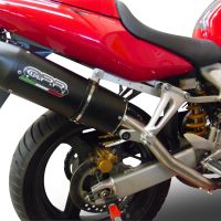 Exhaust compatible with Honda VTR1000F Firestorm 1997-2007, Furore Nero, Dual slip-on including removable db killers and link pipes, EPA-compliant 