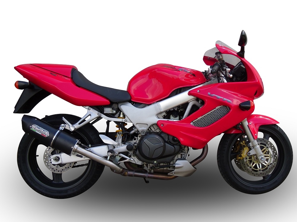 Exhaust compatible with Honda VTR1000F Firestorm 1997-2007, Furore Nero, Dual slip-on including removable db killers and link pipes 