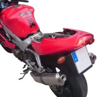 Exhaust compatible with Honda VTR1000F Firestorm 1997-2007, Trioval, Dual slip-on including removable db killers and link pipes 