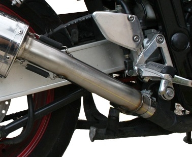 Exhaust compatible with Yamaha Fzs 600 Fazer 1998-2003, Trioval, Slip-on exhaust including removable db killer and link pipe 