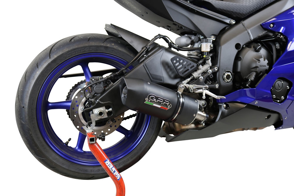 Exhaust compatible with Yamaha Yzf R6 2017-2025, Furore Evo4 Nero, Slip-on exhaust including removable db killer and link pipe 