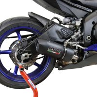 Exhaust compatible with Yamaha Yzf R6 2017-2025, Furore Evo4 Nero, Slip-on exhaust including removable db killer and link pipe 