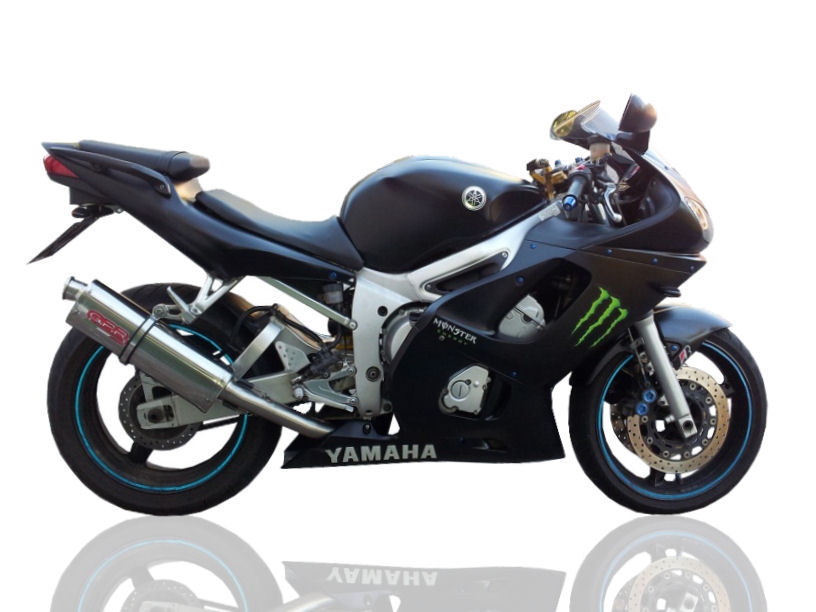 Exhaust compatible with Yamaha Yzf R6 1999-2002, Trioval, Slip-on exhaust including removable db killer and link pipe, EPA-compliant 