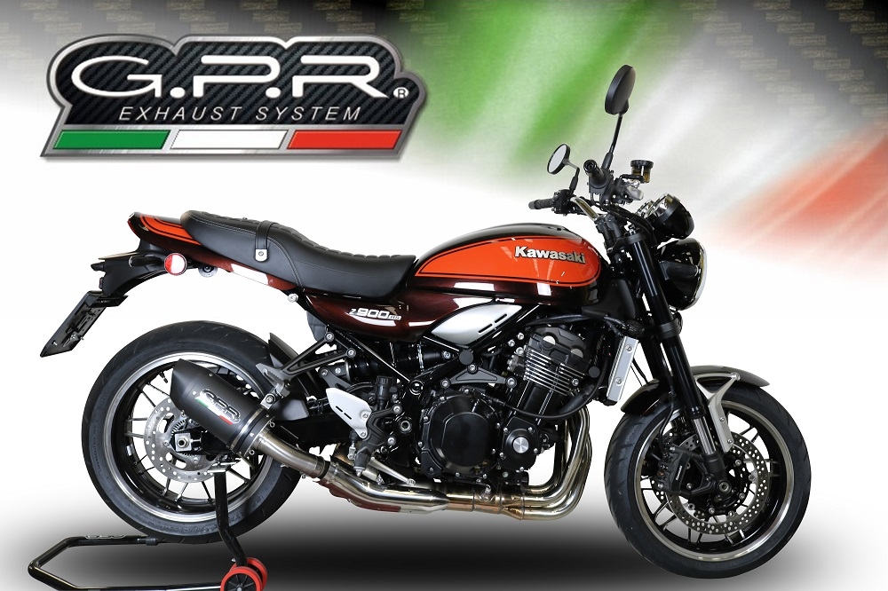 Exhaust compatible with Kawasaki Z900RS 2021-2024, Furore Evo4 Nero, Slip-on exhaust including removable db killer and link pipe, EPA-compliant 