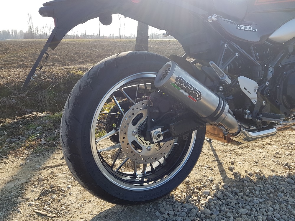 Exhaust compatible with Kawasaki Z900RS 2018-2020, M3 Titanium Natural, Slip-on exhaust including removable db killer and link pipe, EPA-compliant 