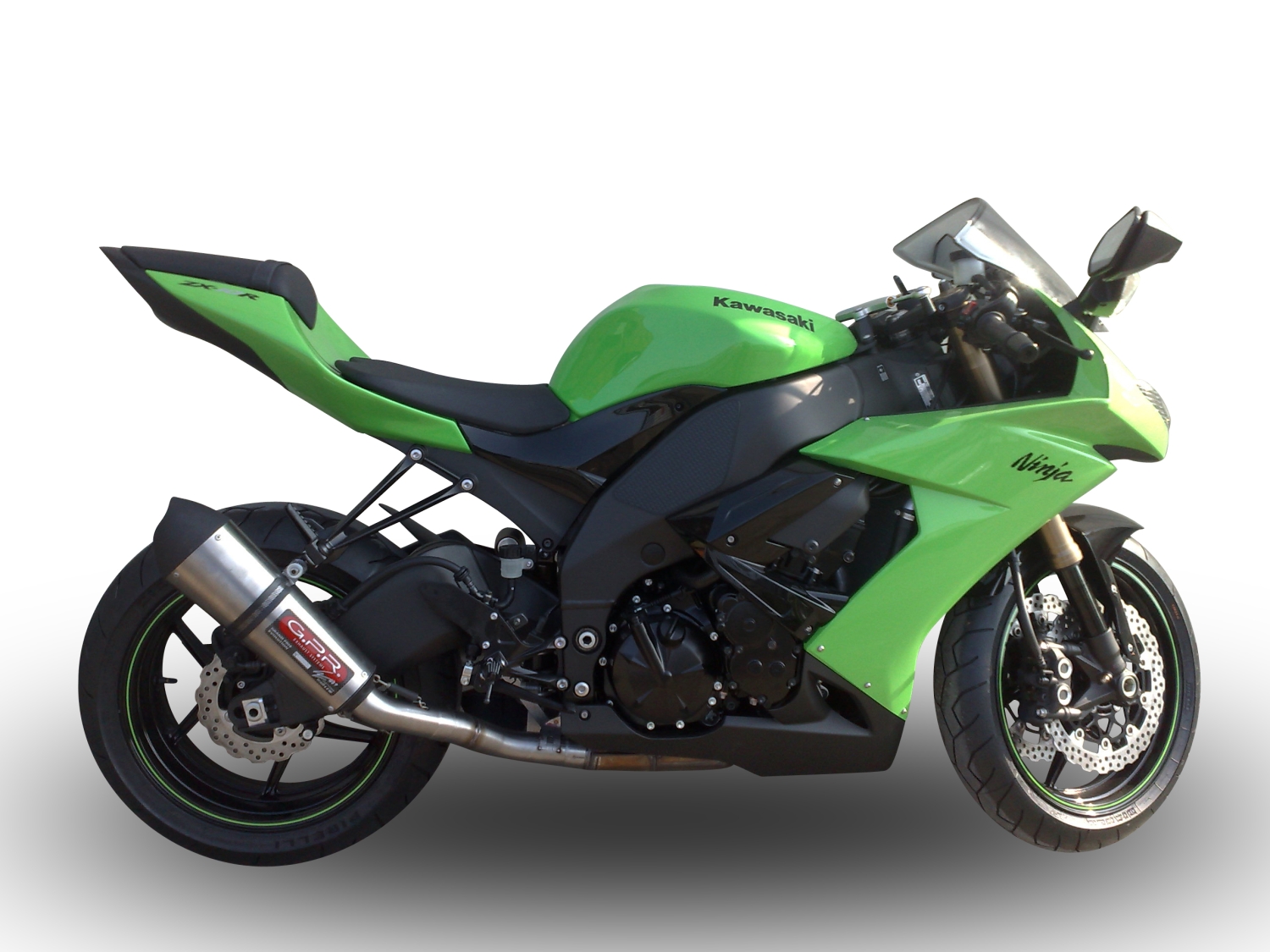 Exhaust compatible with Kawasaki ZX-10R 2008-2009, Gpe Ann. titanium, Slip-on exhaust including removable db killer and link pipe 