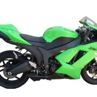 Exhaust compatible with Kawasaki ZX6R 2007-2008, Tiburon Titanium, Slip-on exhaust including removable db killer and link pipe, EPA-compliant 