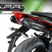 Exhaust compatible with Aprilia Dorsoduro 900 2017-2020, Furore Evo4 Nero, Dual slip-on including removable db killers and link pipes, EPA-compliant 