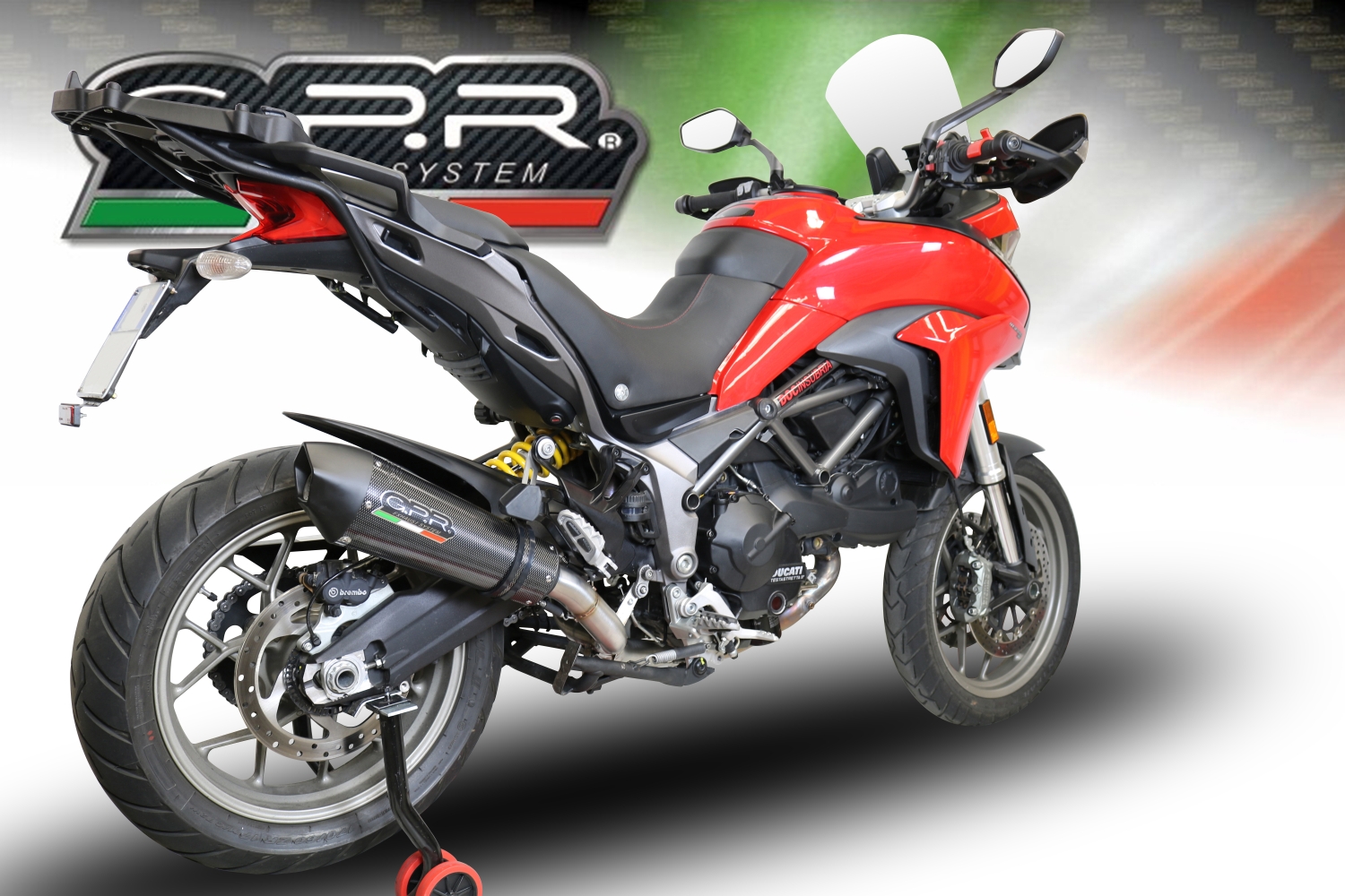 Exhaust compatible with Ducati Multistrada 950 2017-2020, Gpe Ann. Poppy, Mid-Full system exhaust including removable db killer 