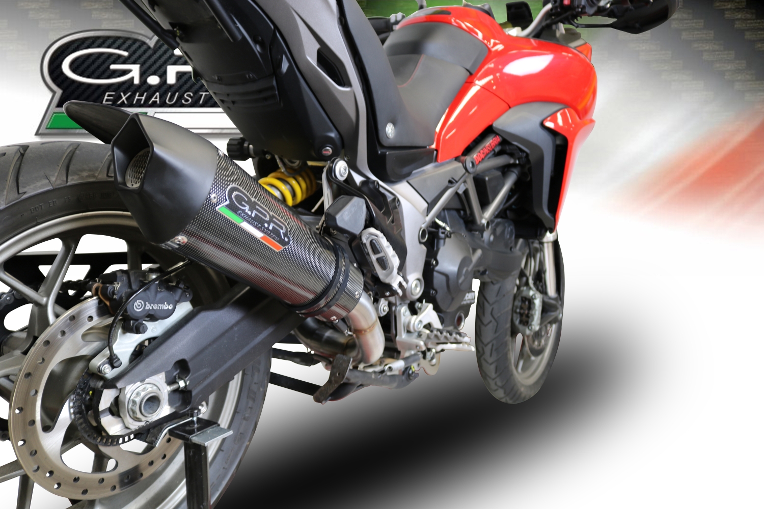 Exhaust compatible with Ducati Multistrada 950 2017-2020, Gpe Ann. Poppy, Mid-Full system exhaust including removable db killer 