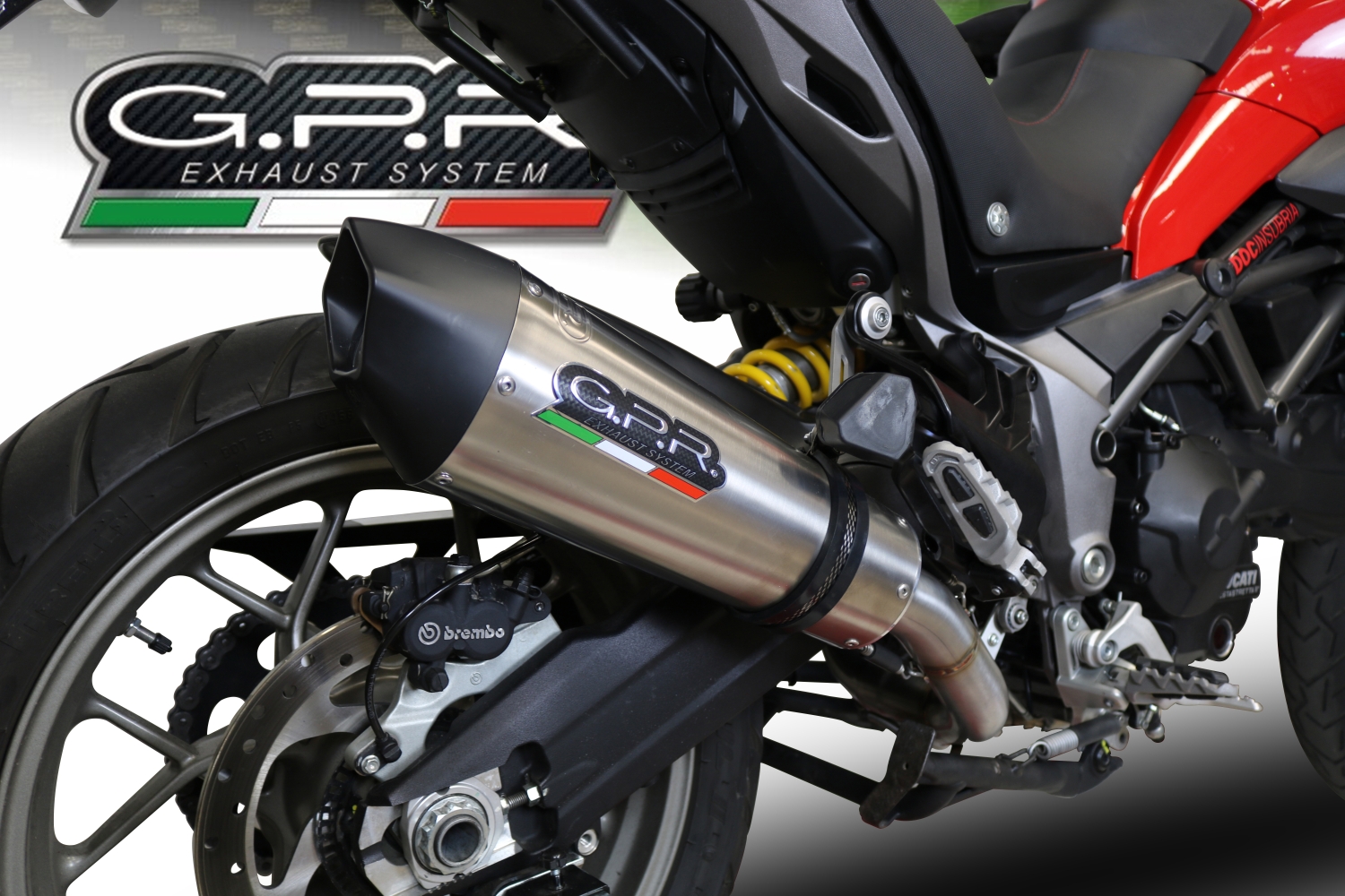 Exhaust compatible with Ducati Multistrada 950 2017-2020, Gpe Ann. Titanium, Mid-Full system exhaust including removable db killer 