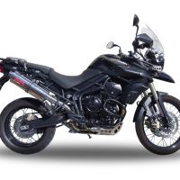 Exhaust compatible with Triumph Tiger 800 - Xr - Xc - Xrx - Xcx - Xrt - Xca 2011-2016, Trioval, Slip-on exhaust including removable db killer and link pipe, EPA-compliant 