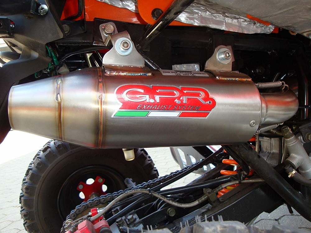 Exhaust compatible with Adly 500 Hurricane S 2005-2021, Deeptone Atv, Slip-on exhaust including removable db killer and link pipe, EPA-compliance NOT required 
