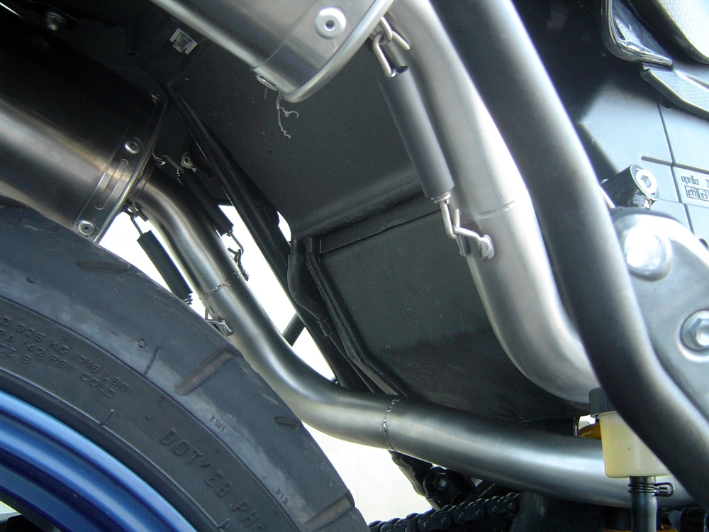 Exhaust compatible with Aprilia Pegaso 3 650 - Pegaso i.e. 1997-2004, Trioval, Dual slip-on including removable db killers and link pipes, EPA-compliant 